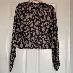 SHEIN Leopart Mesh Top